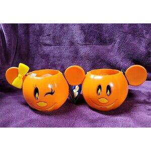 Disney Parks "Ghouls Night Out " Mickey and Minnie Mouse small pumpkin buckets .